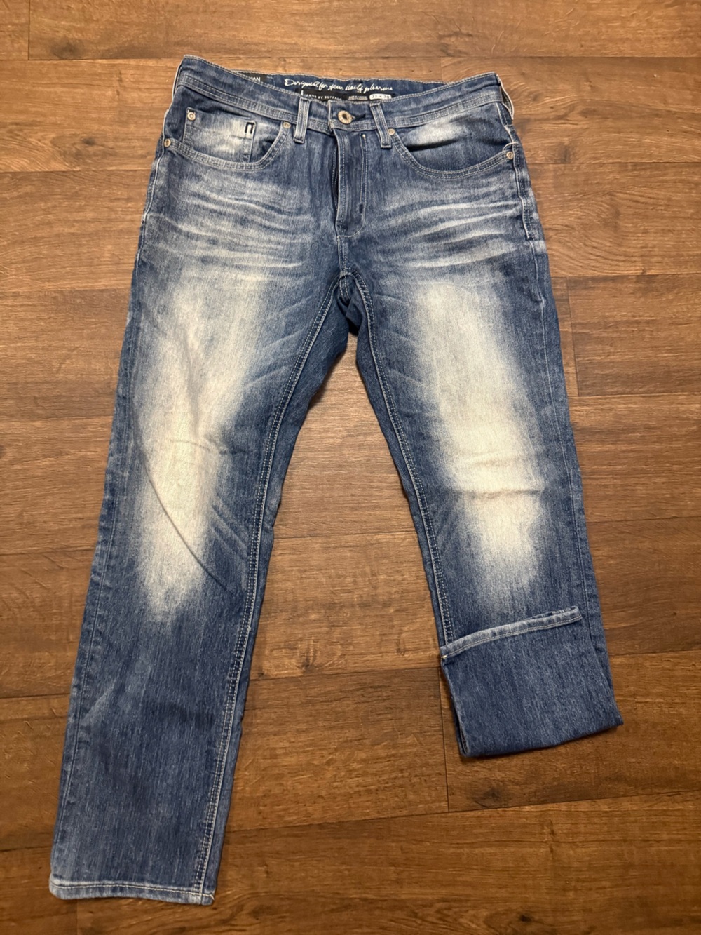 Buffalo David Bitton Men's Slim Straight Faded Blue Jeans